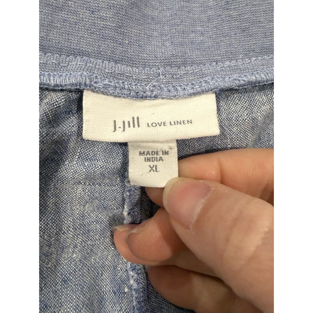 J. Jill Love Linen Light Blue Pull-on Wide Leg Cropped Pants Sz XL Pockets - Picture 4 of 6